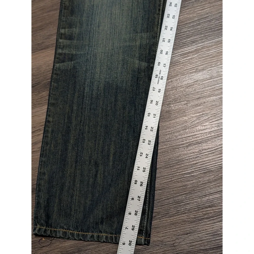 Kenneth Cole Reaction Mens 34x30 Bootcut Jeans Dark Wash Whiskered Y2K Grunge
